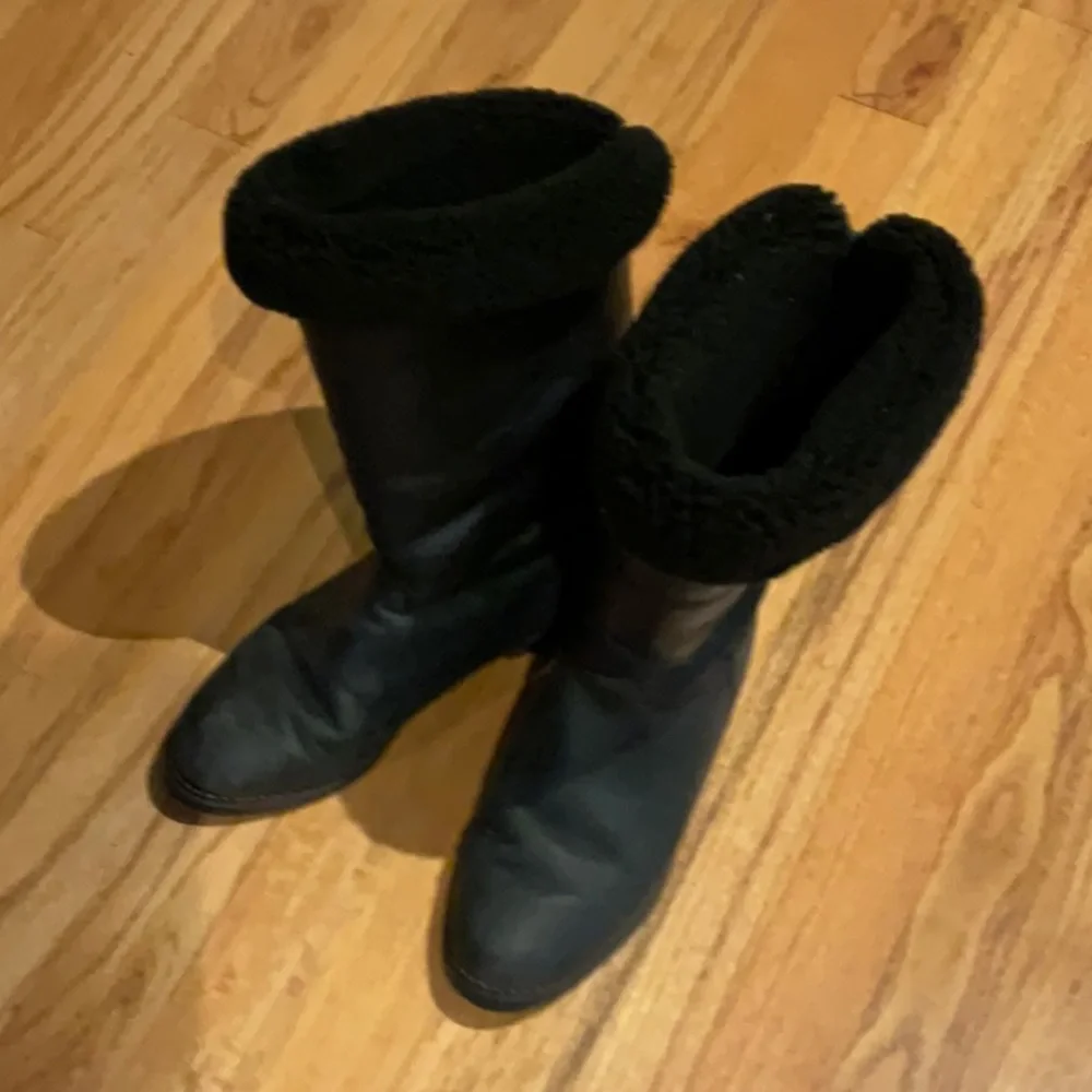 LLBean - Boots - Women’s Size 38 - Black - Fleece-Lined Leather - About 13” High